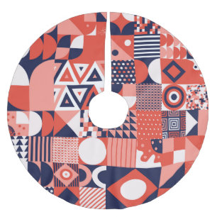 Retro-Bauhaus-Design, farbenfrohe Geometrie. Polyester Weihnachtsbaumdecke