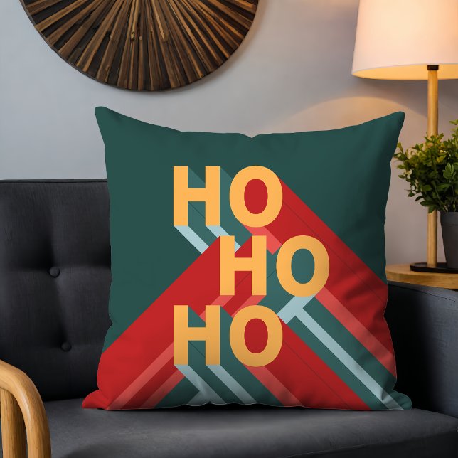 Retro Bauhaus Ho Ho Weihnachten Feiertage Kissen (Von Creator hochgeladen)