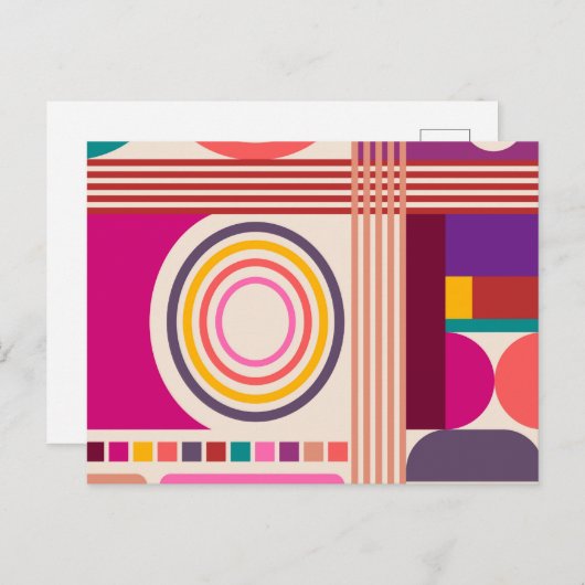 Retro Bauhaus Modernes Art Abstraktes Muster Postkarte (Vorne/Hinten)