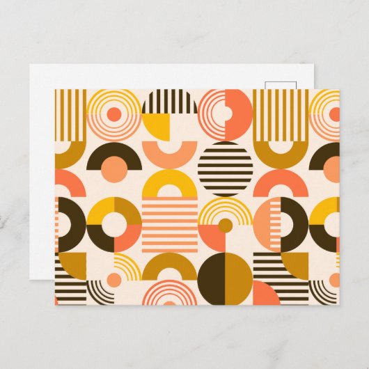 Retro Bauhaus Modernes Art Circle Muster Postkarte (Vorne/Hinten)