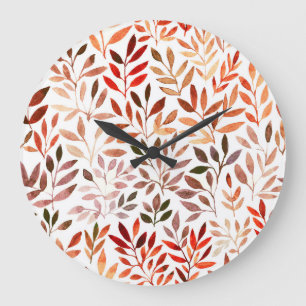 Retro Bäume, Aquarellfarben nahtlos Muster. Große Wanduhr