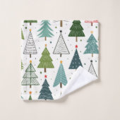 Retro-Bäume Badhandtuch Set (Waschlappen)