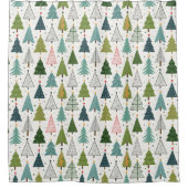 Retro-Bäume Duschvorhang (Vorderseite)