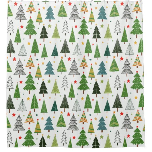 Retro-Bäume Duschvorhang (Vorderseite)