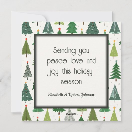 Retro-Bäume Feiertagskarte (Rückseite)