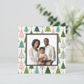 Retro-Bäume Feiertagskarte (Stehend Vorderseite)