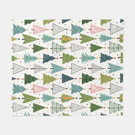 Retro-Bäume Fleecedecke (Vorderseite (Horizontal))