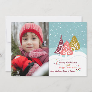 Retro-Bäume Foto-Urlaubskarte Feiertagskarte