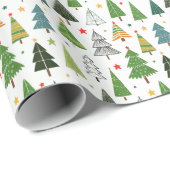Retro-Bäume Geschenkpapier (Rolleneckpunkt)