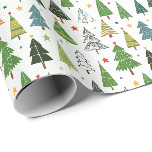 Retro-Bäume Geschenkpapier (Rolleneckpunkt)