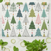 Retro-Bäume Geschirrtuch (Gefaltet)