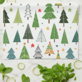 Retro-Bäume Geschirrtuch (Gefaltet)