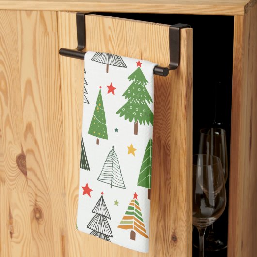 Retro-Bäume Geschirrtuch (Drittel gefaltet)