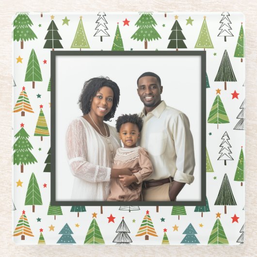 Retro-Bäume Glasuntersetzer (Vorderseite)