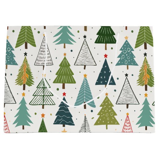 Retro-Bäume Große Geschenktüte (Vorderseite)