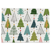 Retro-Bäume Große Geschenktüte (Rückseite)