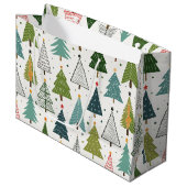 Retro-Bäume Große Geschenktüte (Vorderseite Schrägansicht)