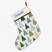 Retro-Bäume Großer Weihnachtsstrumpf (Rückseite (Hängend))