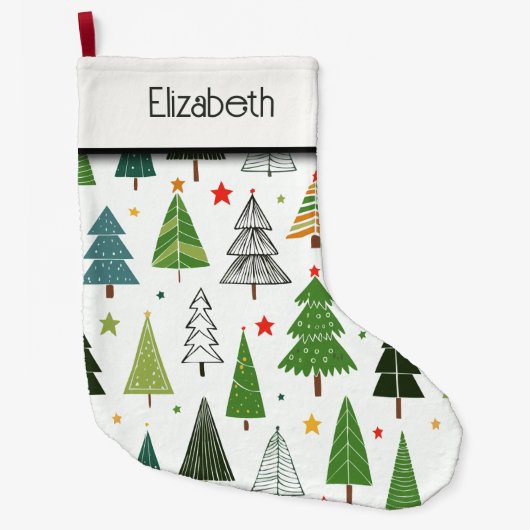 Retro-Bäume Großer Weihnachtsstrumpf (Vorderseite)
