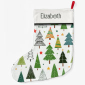 Retro-Bäume Großer Weihnachtsstrumpf (Rückseite)