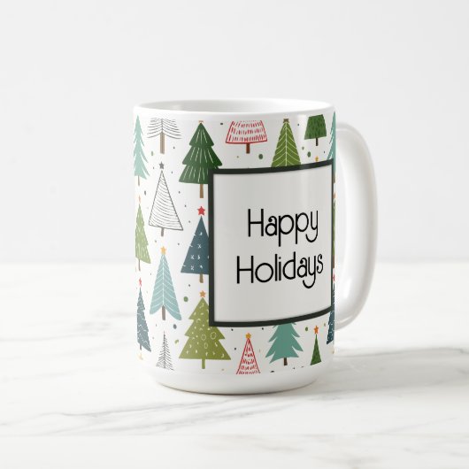 Retro-Bäume Kaffeetasse (VorderseiteRechts)