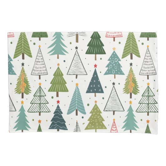 Retro-Bäume Kissenbezug (Vorderseite-Links)