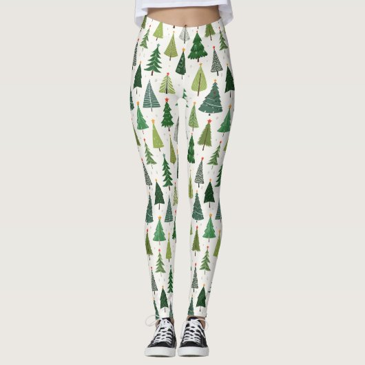 Retro-Bäume Leggings (Vorderseite)