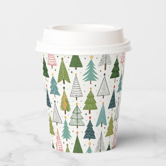 Retro-Bäume Pappbecher (Rückseite)