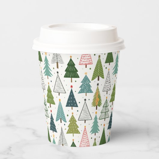 Retro-Bäume Pappbecher (Vorderseite)