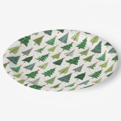 Retro-Bäume Pappteller (Schrägansicht)