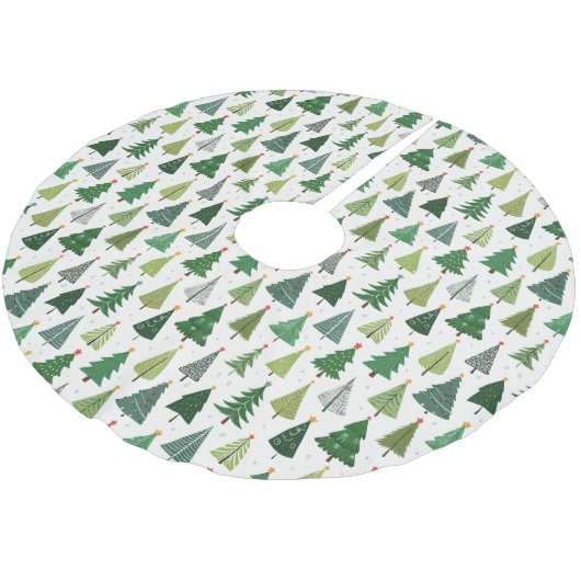 Retro-Bäume Polyester Weihnachtsbaumdecke (Schrägansicht)