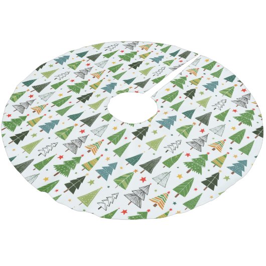 Retro-Bäume Polyester Weihnachtsbaumdecke (Schrägansicht)