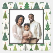 Retro-Bäume Quadratischer Aufkleber (Vorderseite)