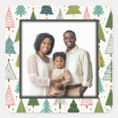 Retro-Bäume Quadratischer Aufkleber (Vorderseite)