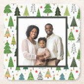 Retro-Bäume Rechteckiger Pappuntersetzer (Vorderseite)