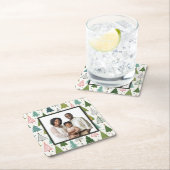 Retro-Bäume Rechteckiger Pappuntersetzer (Vor Ort)