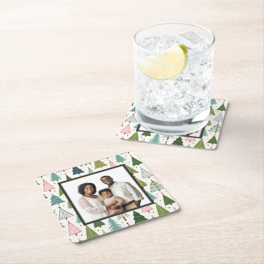 Retro-Bäume Rechteckiger Pappuntersetzer (Vor Ort)