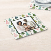 Retro-Bäume Rechteckiger Pappuntersetzer (angewinkelt)