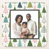 Retro-Bäume Rechteckiger Pappuntersetzer (Vorderseite)