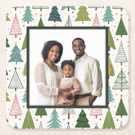 Retro-Bäume Rechteckiger Pappuntersetzer (Vorderseite)