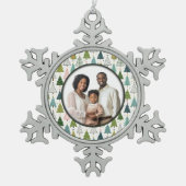 Retro-Bäume Schneeflocken Zinn-Ornament (Vorderseite)