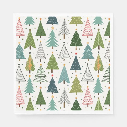 Retro-Bäume Serviette (Vorderseite)