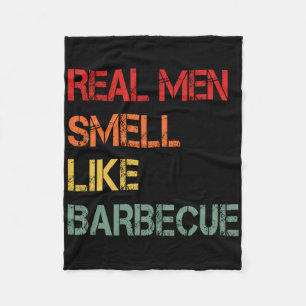 Retro Bbq Echte Männer Riechen Nach Barbecue-Rauch Fleecedecke