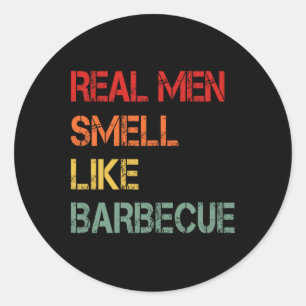 Retro Bbq Echte Männer Riechen Nach Barbecuerauch  Runder Aufkleber