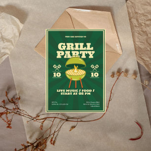 Retro-BBQ-Grill-Party-Einladung Einladung