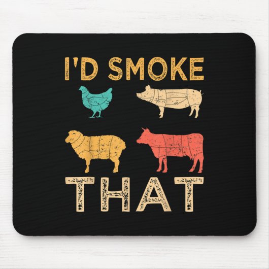 Retro Bbq Ich Würde Den Barbeque Rauchen Lustiges Mousepad (Vorne)