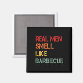 Retro Bbq Real Men Smell Like Byrbecue Smoke Funny Magnet (Vorderseite/Rückseite)