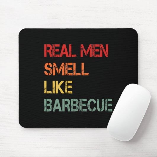 Retro Bbq Real Men Smell Like Byrbecue Smoke Funny Mousepad (Mit Mouse)