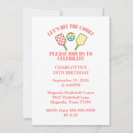 Retro Be Happy Face Pickleball Rainbow Birthday Einladung