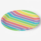 Retro Be Happy Face Pickleball Rainbow Birthday Pappteller (Schrägansicht)
